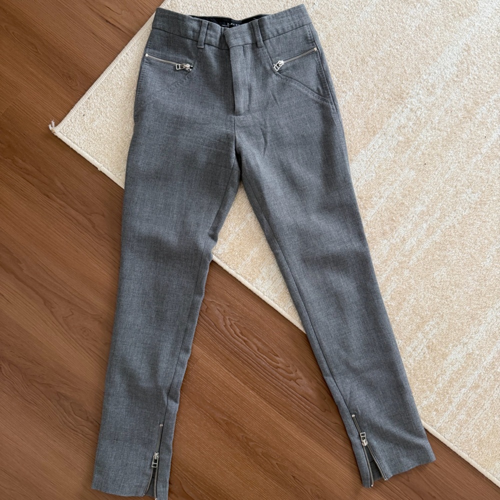 Zara Gray Trousers with Zipper Accents